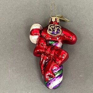 Mark Klaus Candy Cane Hammer Ornament Blown Glass 2003 Christmas Holiday Decor‎